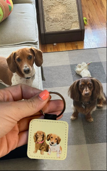 Llavero de Cuero Personalizado con Foto de tu MASCOTAS