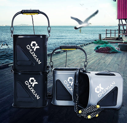 Cubo de pesca con cuerda EVA reforzado – plegable, portátil e impermeable