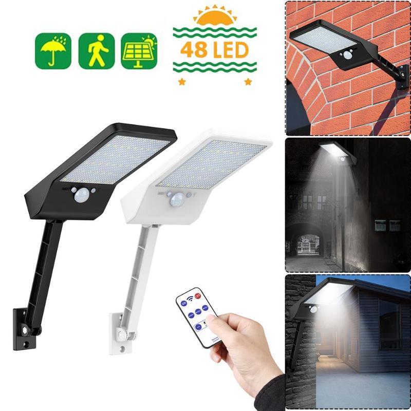 Luz Solar LED 48 con Sensor de Movimiento y Control Remoto – Iluminación Exterior Ajustable