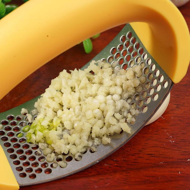 Prensador de ajo de acero inoxidable — Herramienta manual ergonómica