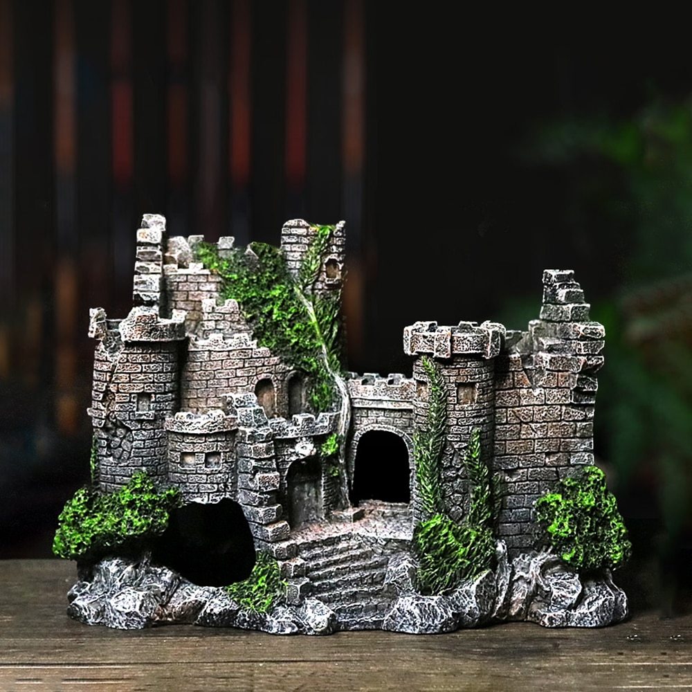 Castillo de resina para acuarios – Estilo europeo retro
