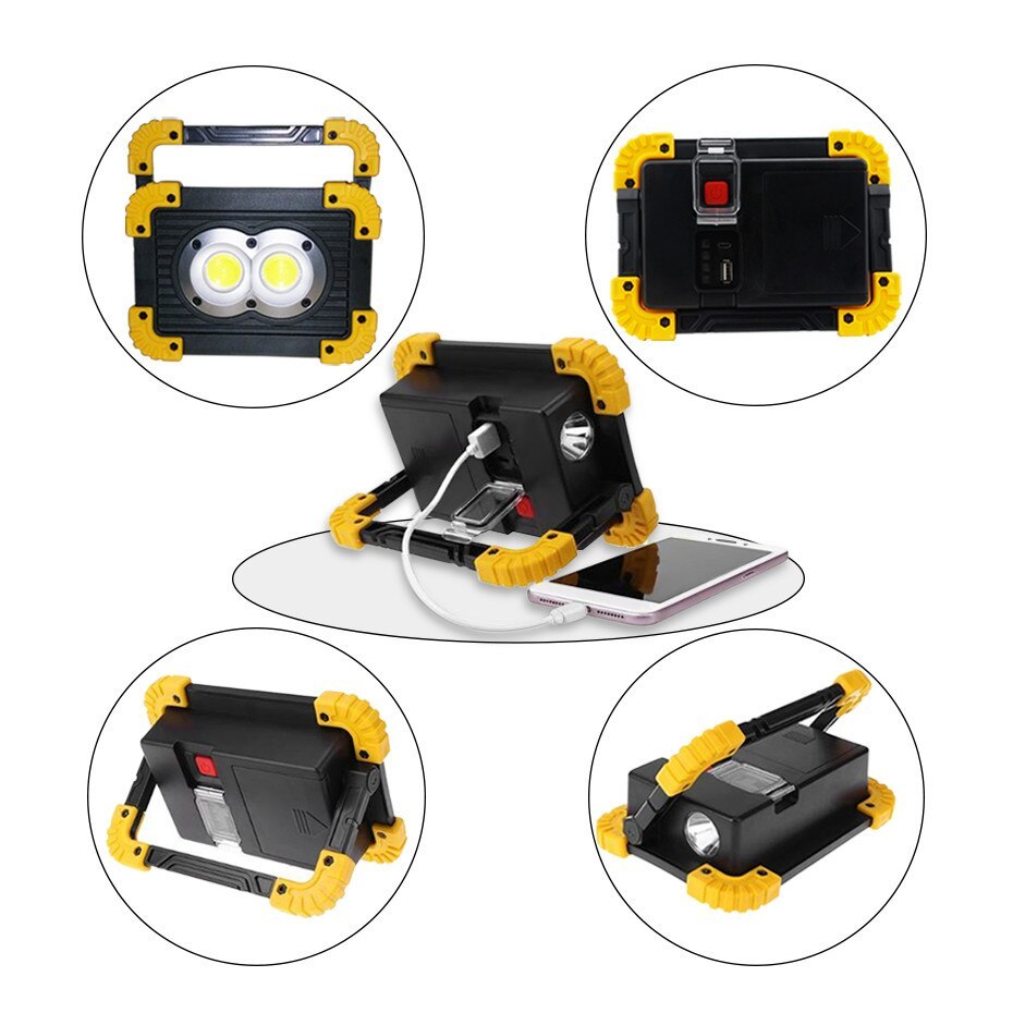 Luz LED Portátil de Emergencia 20W – Recargable por USB para Camping y Uso Doméstico