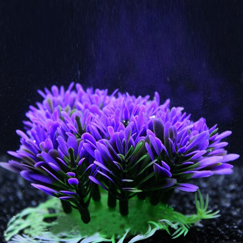 Planta decorativa redonda para acuarios – Césped artificial con base estable