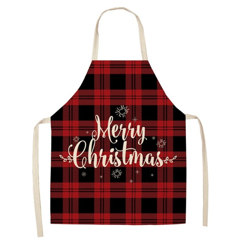 Delantal navideño de lino y algodón con diseño festivo creativo para cocina y eventos familiares
