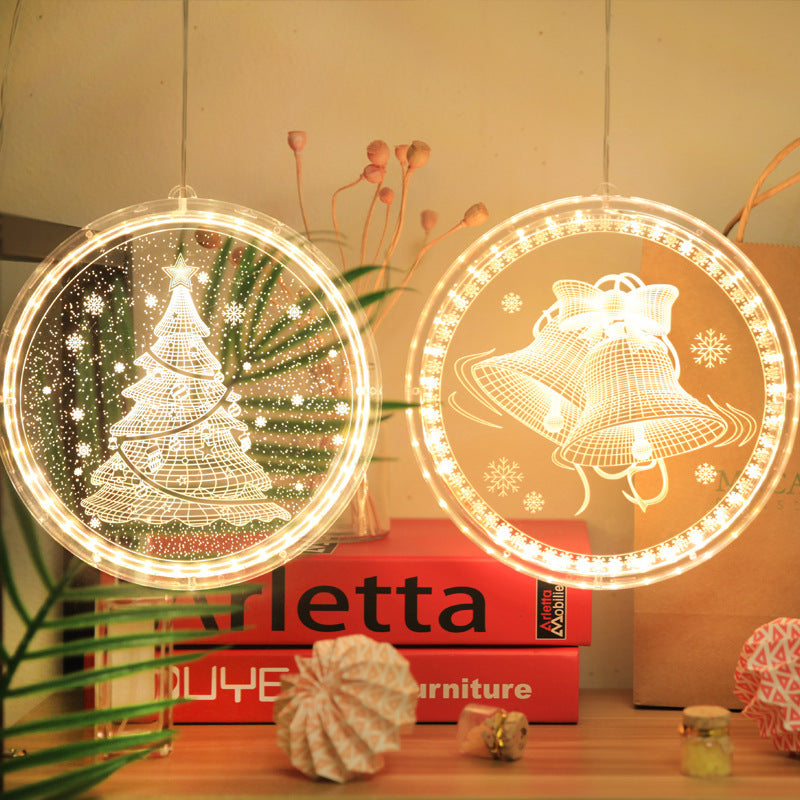Luz ambiental navideña redonda con iluminación LED cálida y diseño moderno para decoración interior y exterior protegida