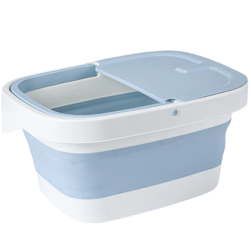 Cubo plegable para baño de pies en PP y TPE, diseño japonés resistente al calor de -20 °C a 100 °C, estructura ligera y portátil para relajación y cuidado personal.