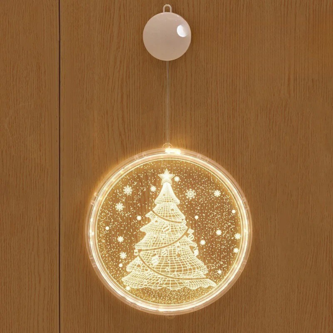 Luz ambiental navideña redonda con iluminación LED cálida y diseño moderno para decoración interior y exterior protegida