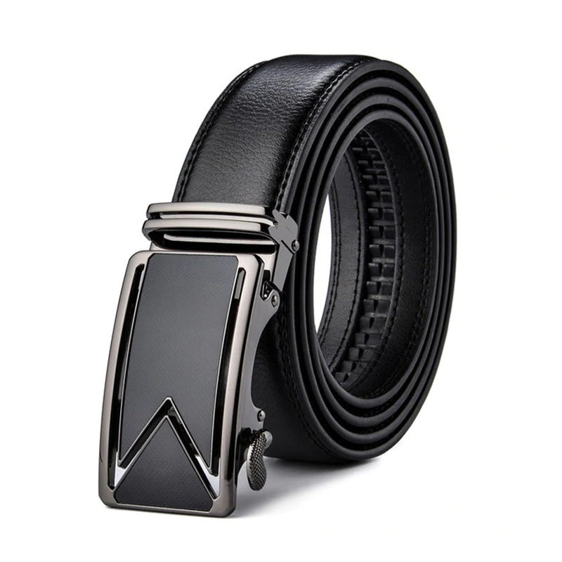 Cinturón de cuero genuino con hebilla automática “M” – estilo elegante para hombre