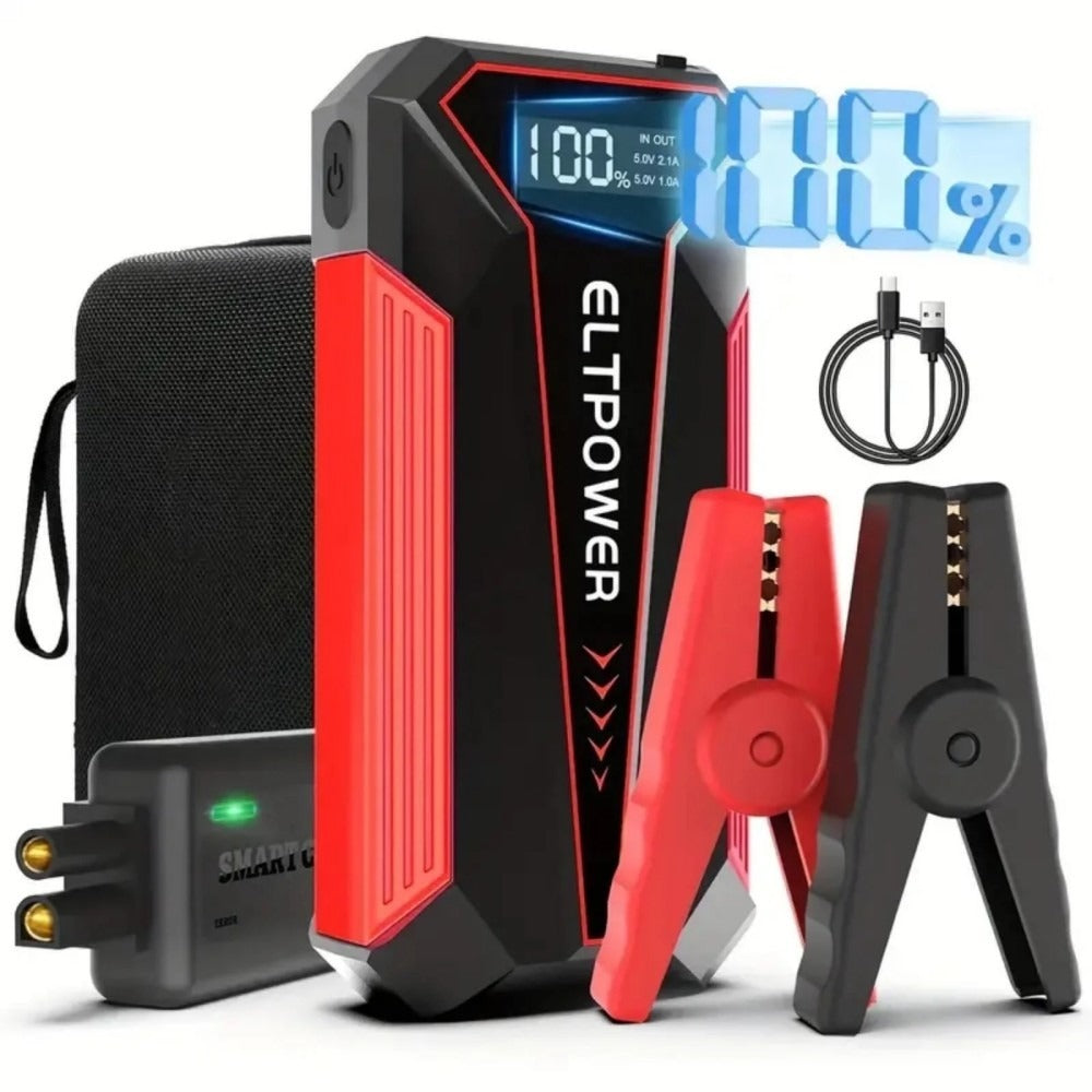 Arrancador Portátil para Coche 20000 mAh con Pantalla Digital y Salida USB