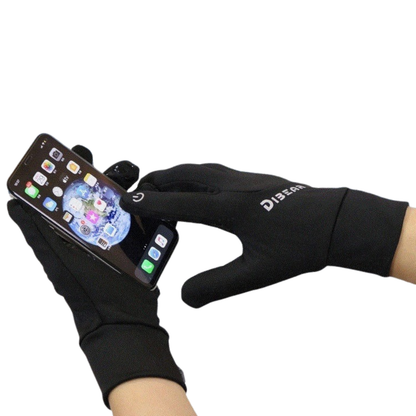 guantes deportivos térmicos negros antideslizantes de tejido elástico para ciclismo running y entrenamiento
