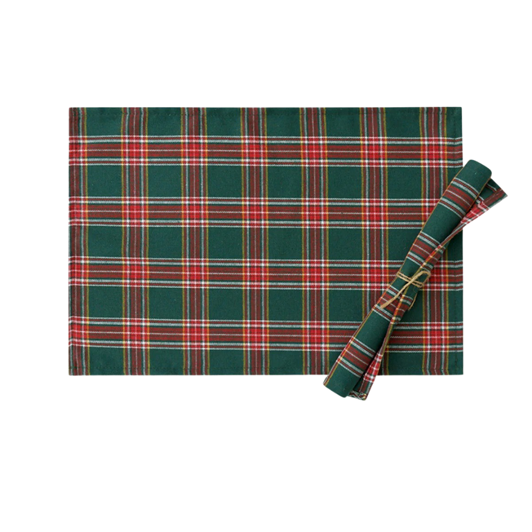 Camino de mesa navideño a cuadros – estilo nórdico con mantel individual