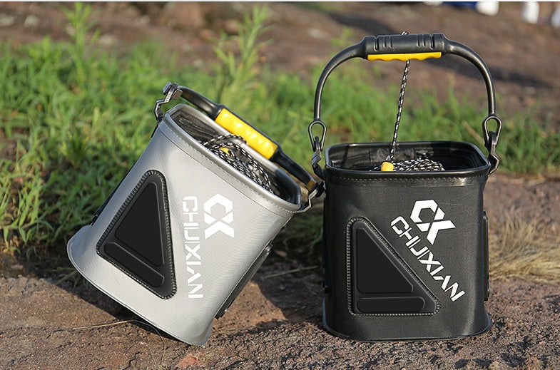 Cubo de pesca con cuerda EVA reforzado – plegable, portátil e impermeable