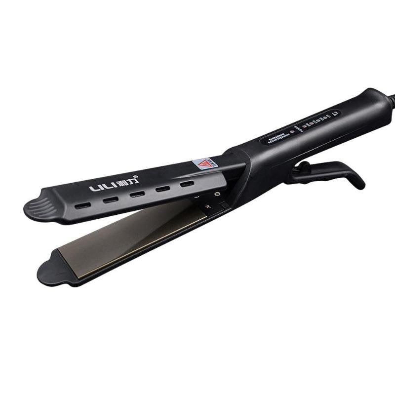 Planchita de pelo profesional con vapor – Placas anchas y control de temperatura ajustable