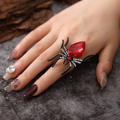 Anillo de Araña con Pedrería Brillante – Diseño Ajustable y Elegante
