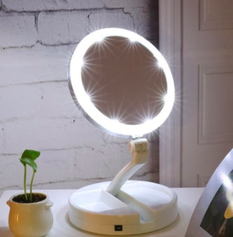 Espejo plegable con luz LED – Ideal para viajes y maquillaje diario