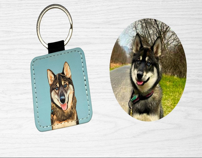 Llavero de Cuero Personalizado con Foto de tu MASCOTAS
