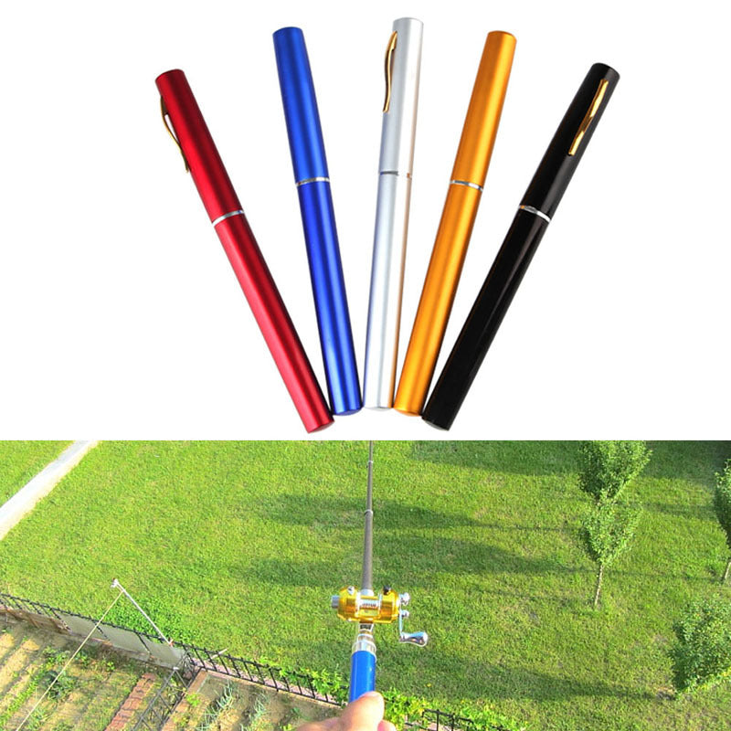 Mini caña de pescar portátil tipo bolígrafo – fibra de vidrio y aleación de aluminio