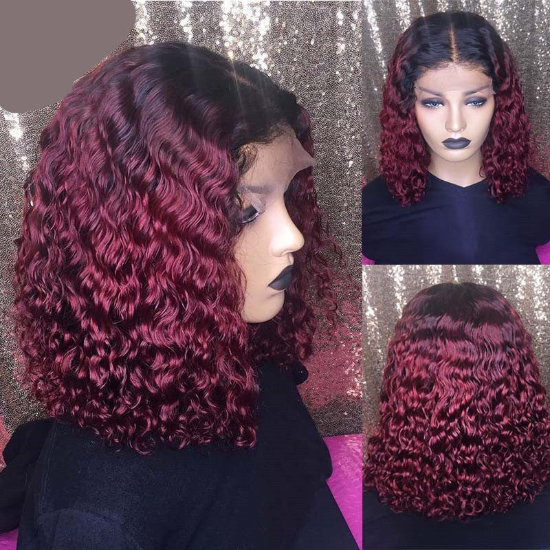 Peluca bob con ondas de agua de cabello humano 100 % natural