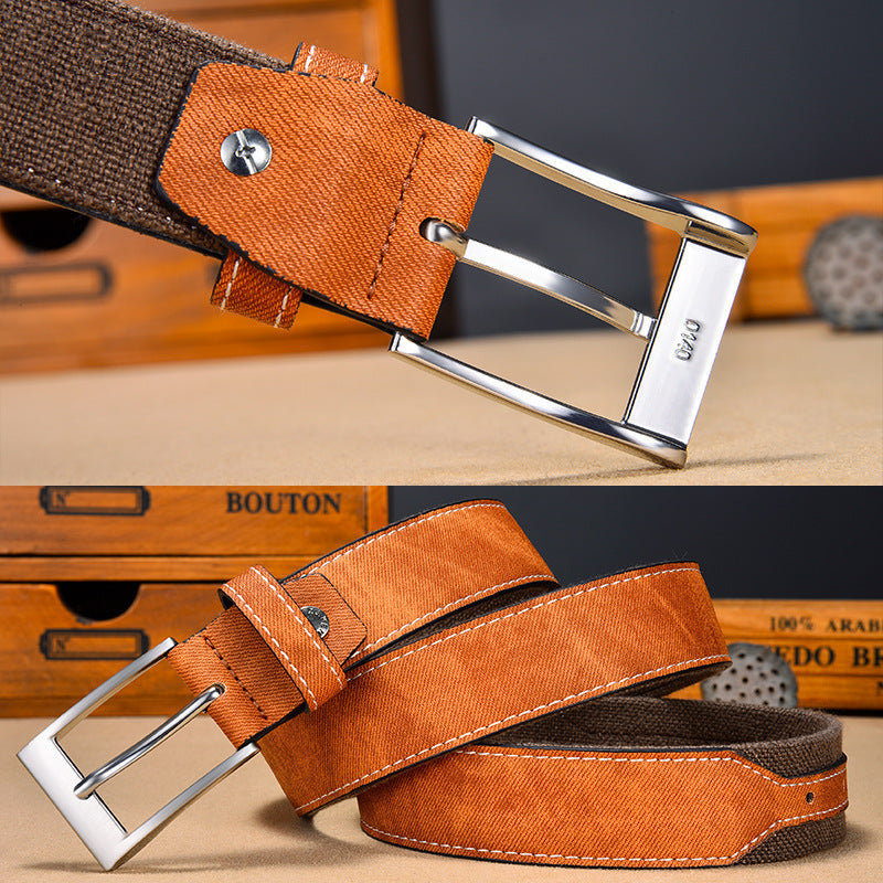 Cinturón de lona retro para hombre – estilo casual con hebilla metálica