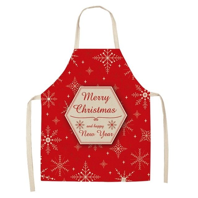 Delantal navideño de lino y algodón con diseño festivo creativo para cocina y eventos familiares