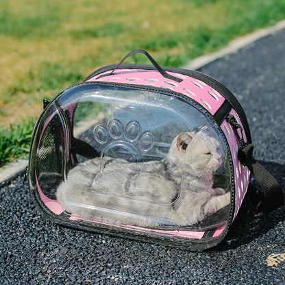 Mochila transparente para gatos – Diseño moderno en EVA + cuero PU con ventilación óptima