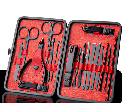 Set Profesional de Manicura y Pedicura en Acero Inoxidable con Estuche de Cuero