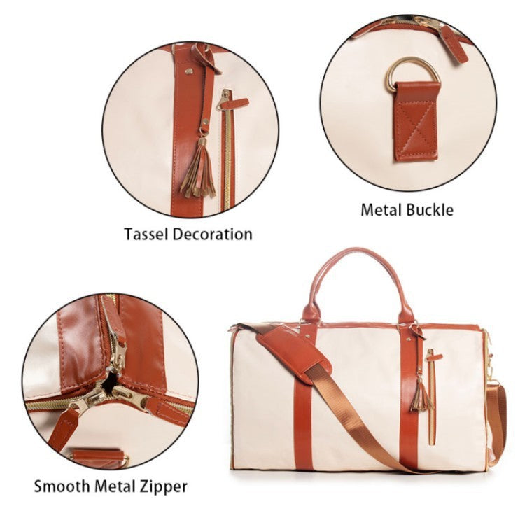 Bolsa de viaje femenina grande de cuero PU plegable con gran capacidad para uso diario y viajes