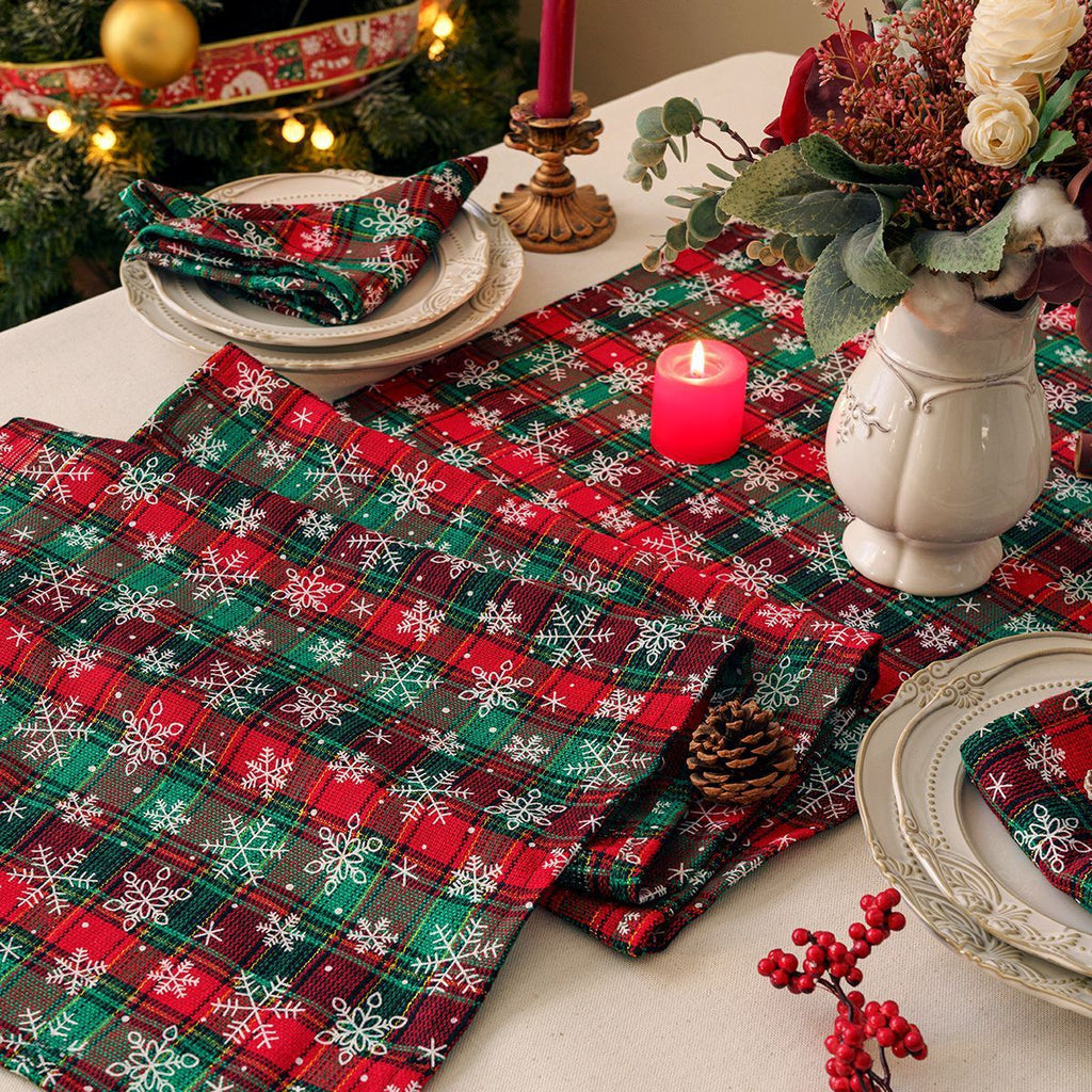 Camino de mesa navideño nórdico de PET con diseño a cuadros en varios colores y tamaños para decoración de comedor
