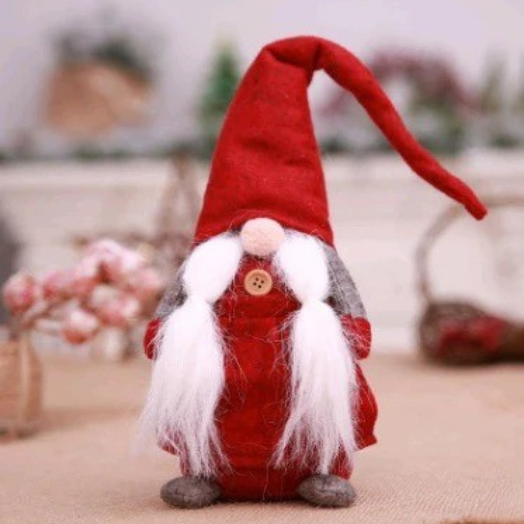 Muñeco decorativo navideño estilo nórdico de tela con base de gravedad y barba esponjosa para interiores