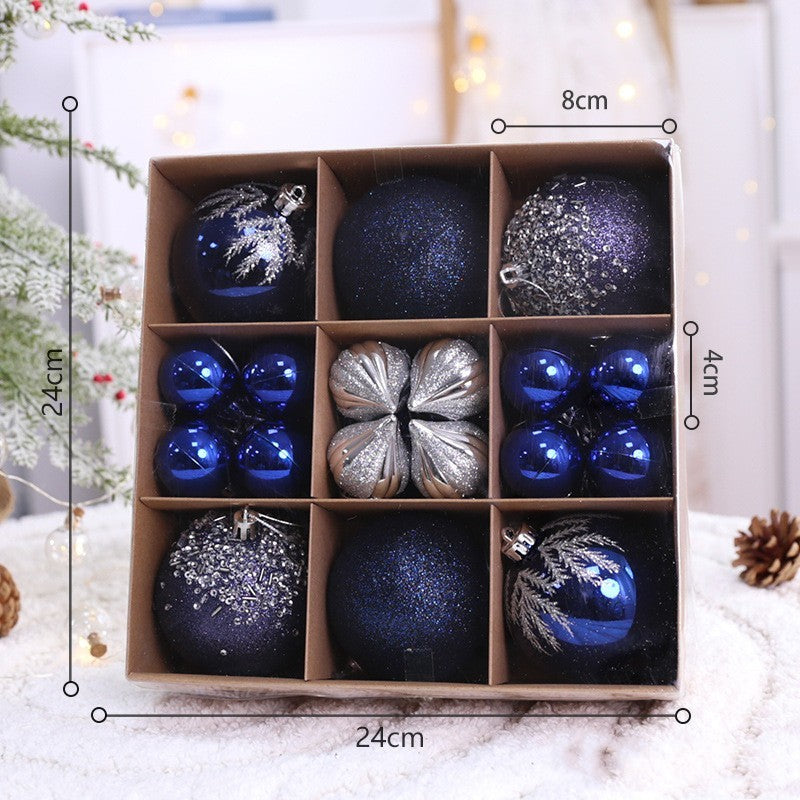 Set de bolas navideñas de plástico PC en varios tamaños y combinaciones de colores para decoración de árbol