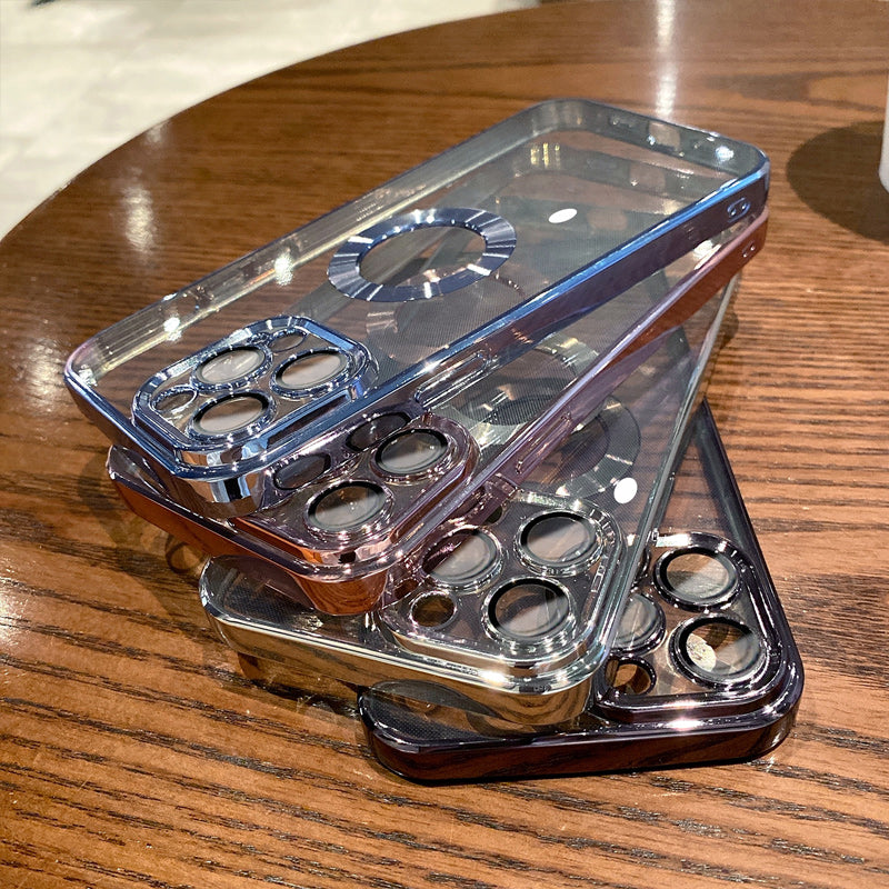 Funda para iPhone con protector de cámara – Diseño electrochapado HD anticaídas