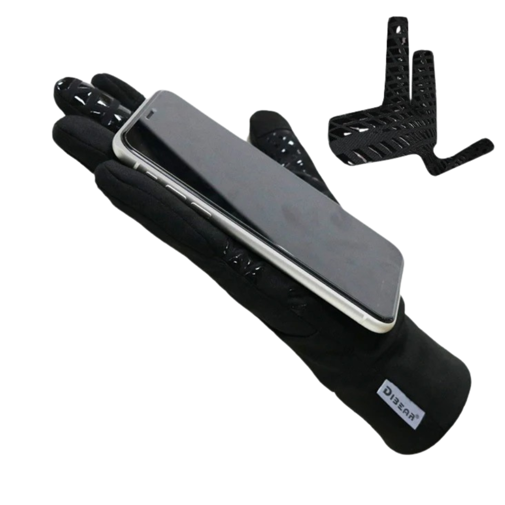 guantes deportivos térmicos negros antideslizantes de tejido elástico para ciclismo running y entrenamiento