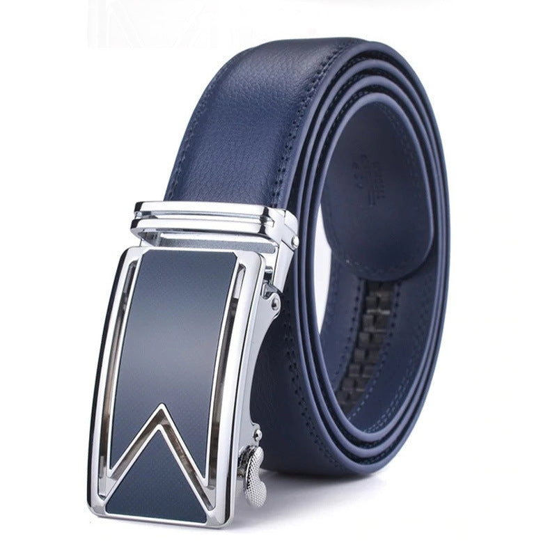 Cinturón de cuero genuino con hebilla automática “M” – estilo elegante para hombre
