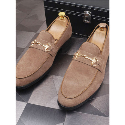 Mocasines slip-on de cuero para hombre — Estilo casual con punta cuadrada y suela plana