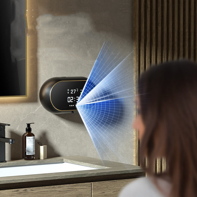 Dispensador automático de jabón en espuma — Montaje mural con pantalla digital