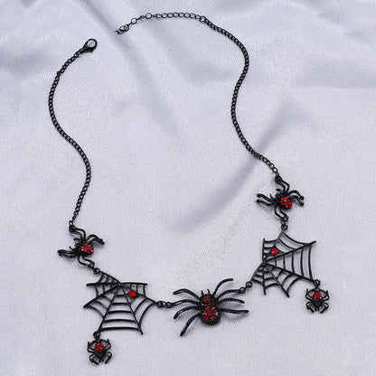 Collar de Araña y Telaraña – Aleación Galvanizada Estilo Gótico y Halloween