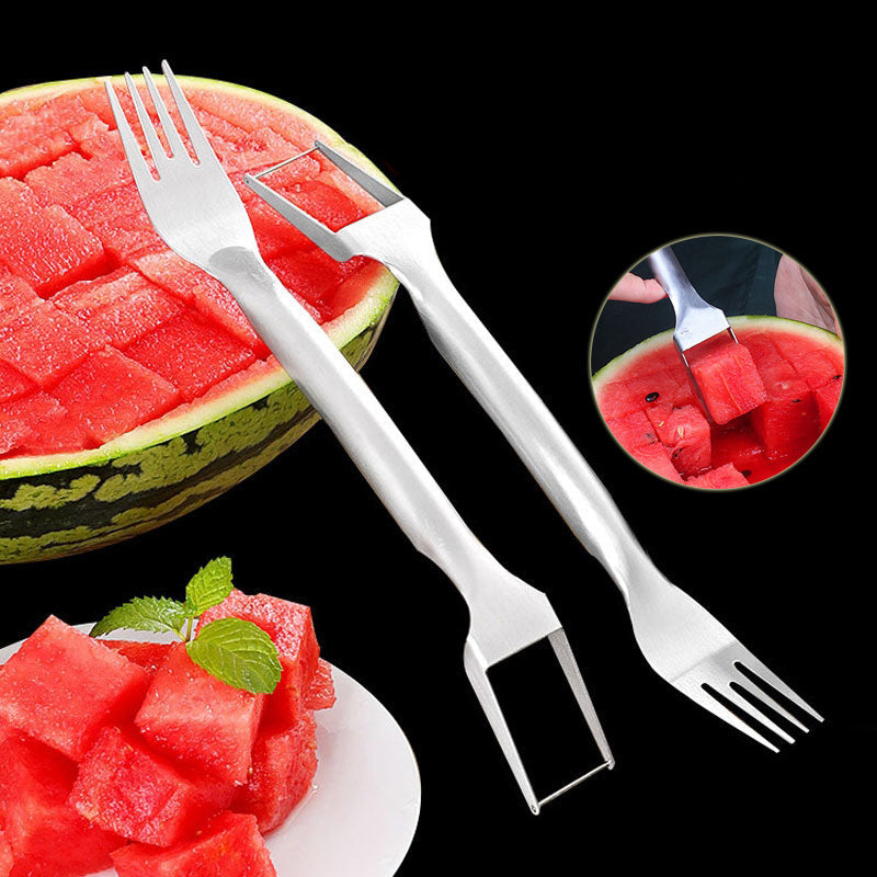 Cortador de sandía 2 en 1 – Tenedor y cuchillo de acero inoxidable