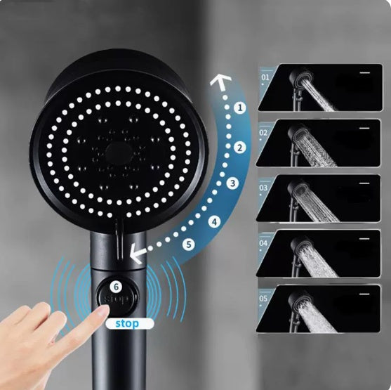 cabezal de ducha turbo con turbina de alta presión y luz LED multicolor para baño doméstico