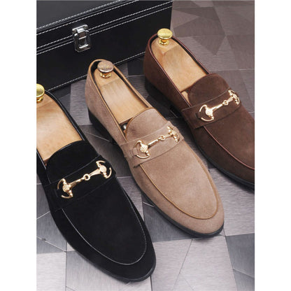Mocasines slip-on de cuero para hombre — Estilo casual con punta cuadrada y suela plana