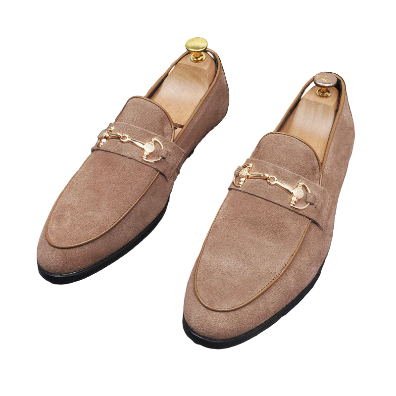 Mocasines slip-on de cuero para hombre — Estilo casual con punta cuadrada y suela plana
