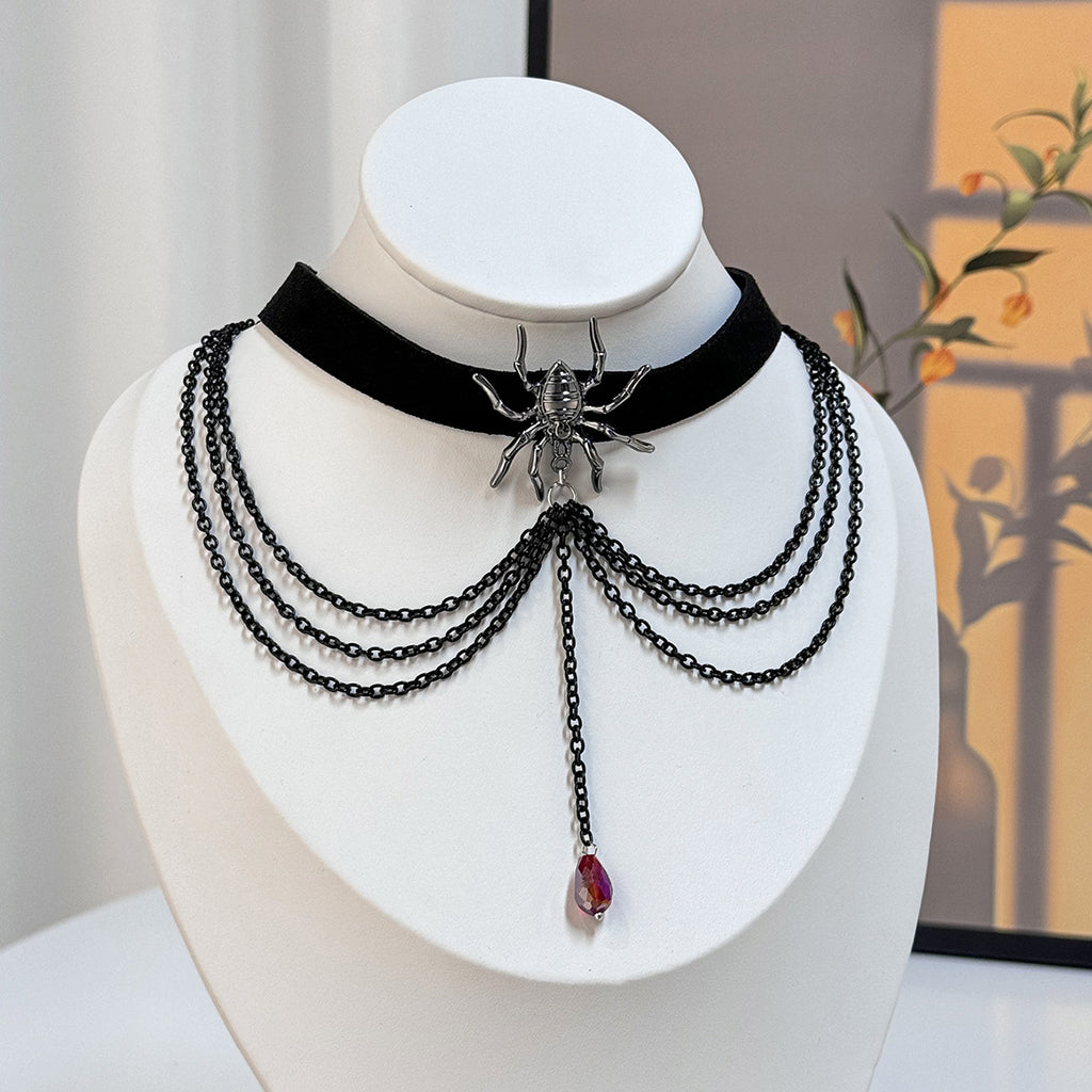 Collar Halloween con Colgante de Murciélago, Calabaza, Fantasma y Araña – Aleación de Zinc Galvanizada