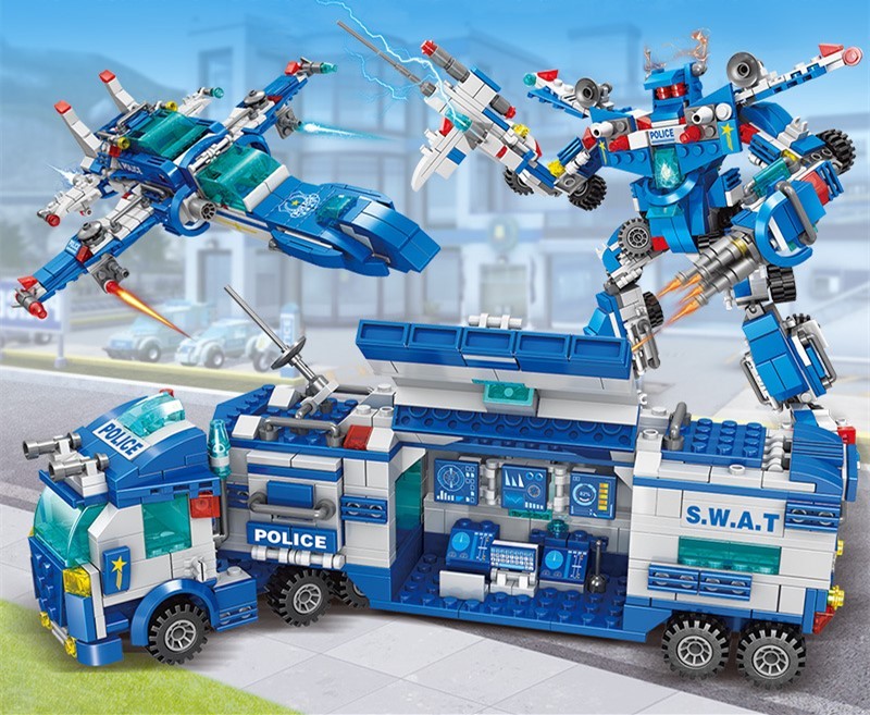 Set de Construcción Policía – Bloques Pequeños Educativos 400-800 Piezas