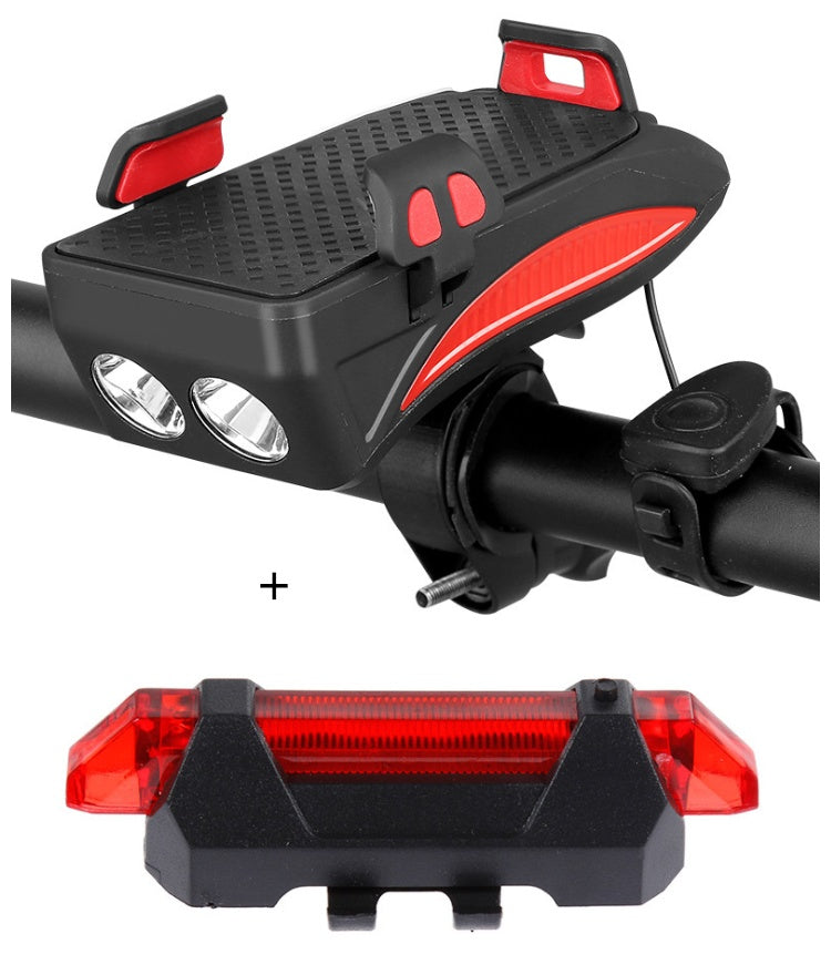 Soporte de teléfono para bicicleta con luz LED, timbre y cargador USB – Power Bank multifunción 2026