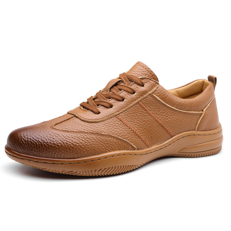 Zapatos casuales de hombre — Estilo coreano en cuero de primera capa con perforaciones modernas