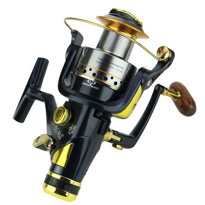 Carrete de pesca metálico SW50 / SW60 con sistema de freno delantero y trasero