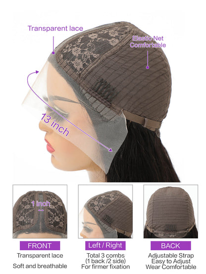 Peluca frontal de encaje de cabello humano 100 % natural con ondas suaves