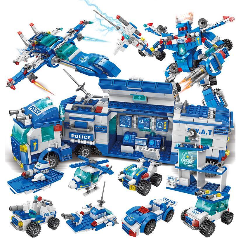Set de Construcción Policía – Bloques Pequeños Educativos 400-800 Piezas
