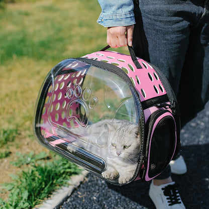 Mochila transparente para gatos – Diseño moderno en EVA + cuero PU con ventilación óptima