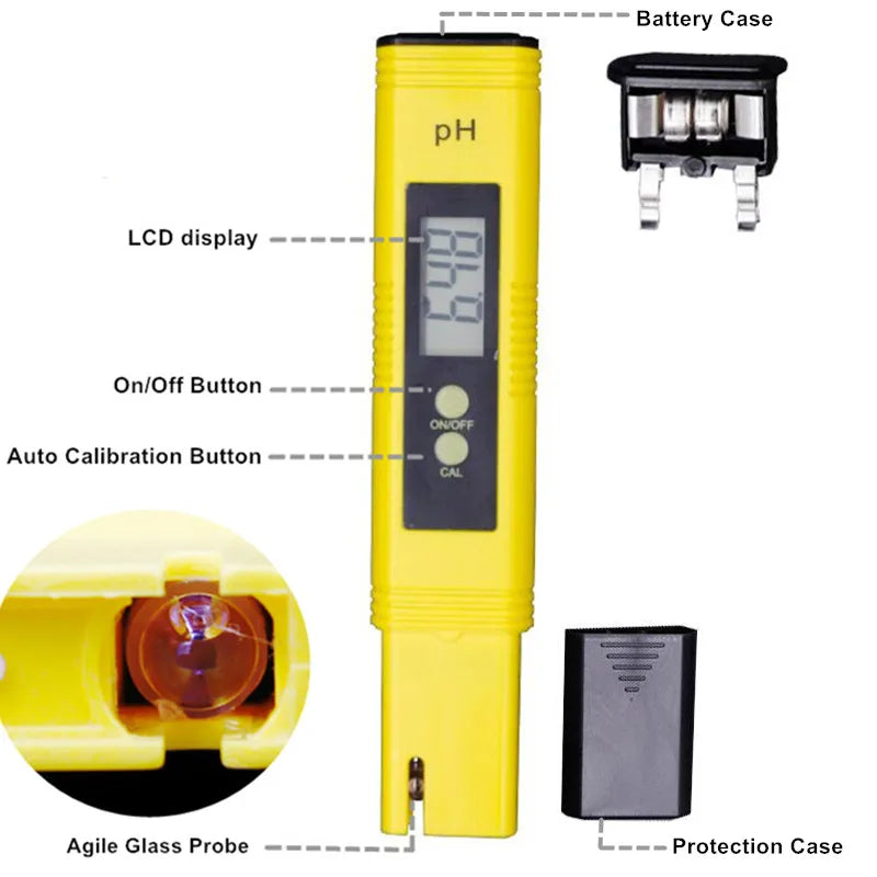 Medidor portátil de pH – Alta precisión con calibración automática y pantalla LCD
