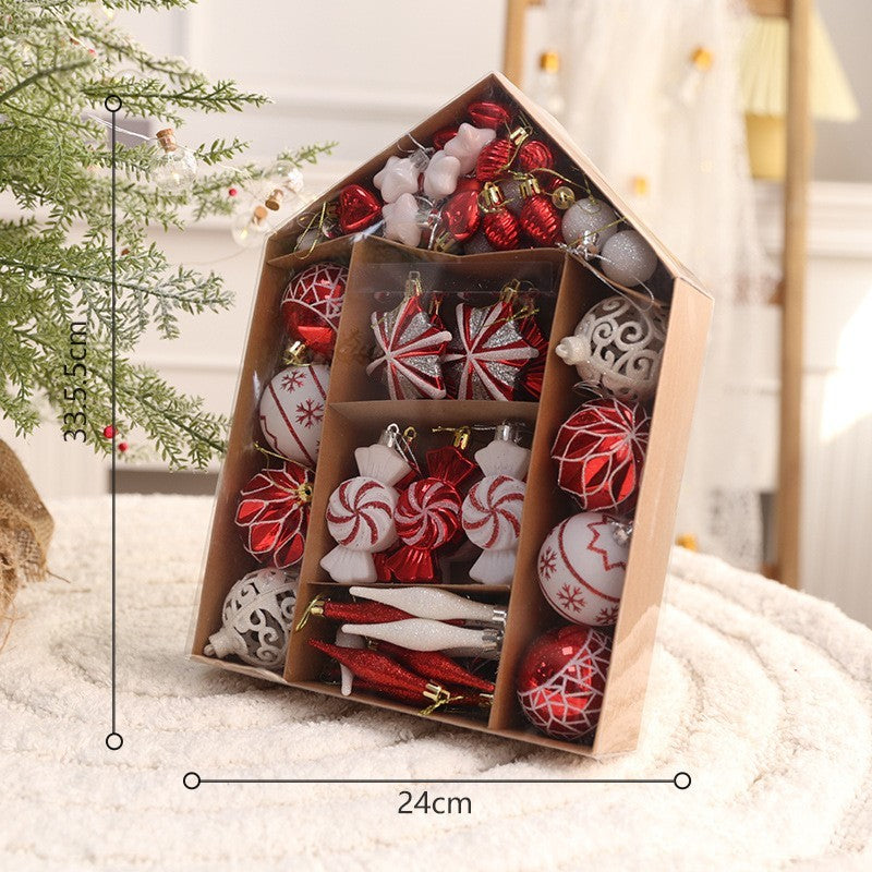 Set de bolas navideñas de plástico PC en varios tamaños y combinaciones de colores para decoración de árbol